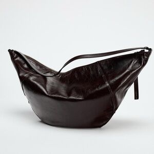 Zara 100% Genuine Leather Dark Brown Hobo Bag